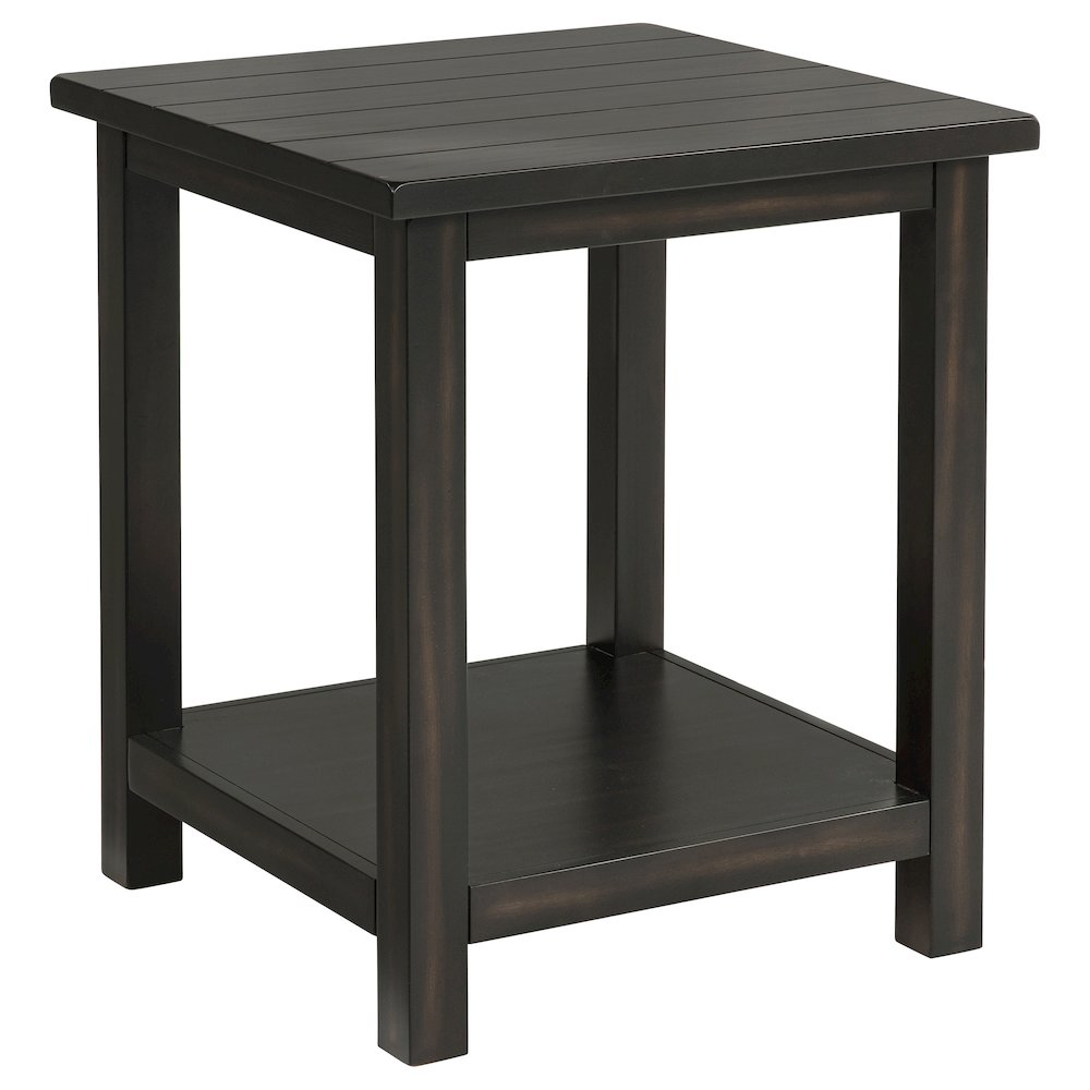 Castleton Distressed Java Wood End Table with Shelf
