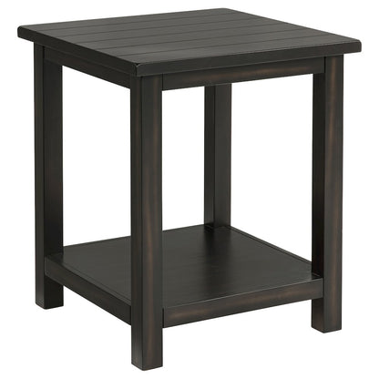Castleton Distressed Java Wood End Table with Shelf