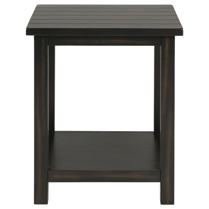 Castleton Distressed Java Wood End Table with Shelf