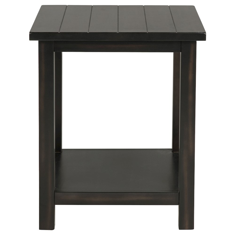 Castleton Distressed Java Wood End Table with Shelf
