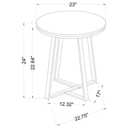 White Faux Marble and Matte Black End Table