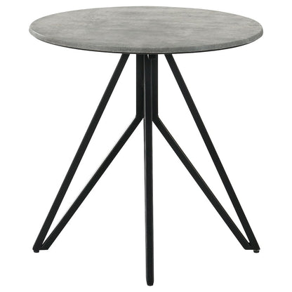 Cement and Gunmetal Round Top End Table
