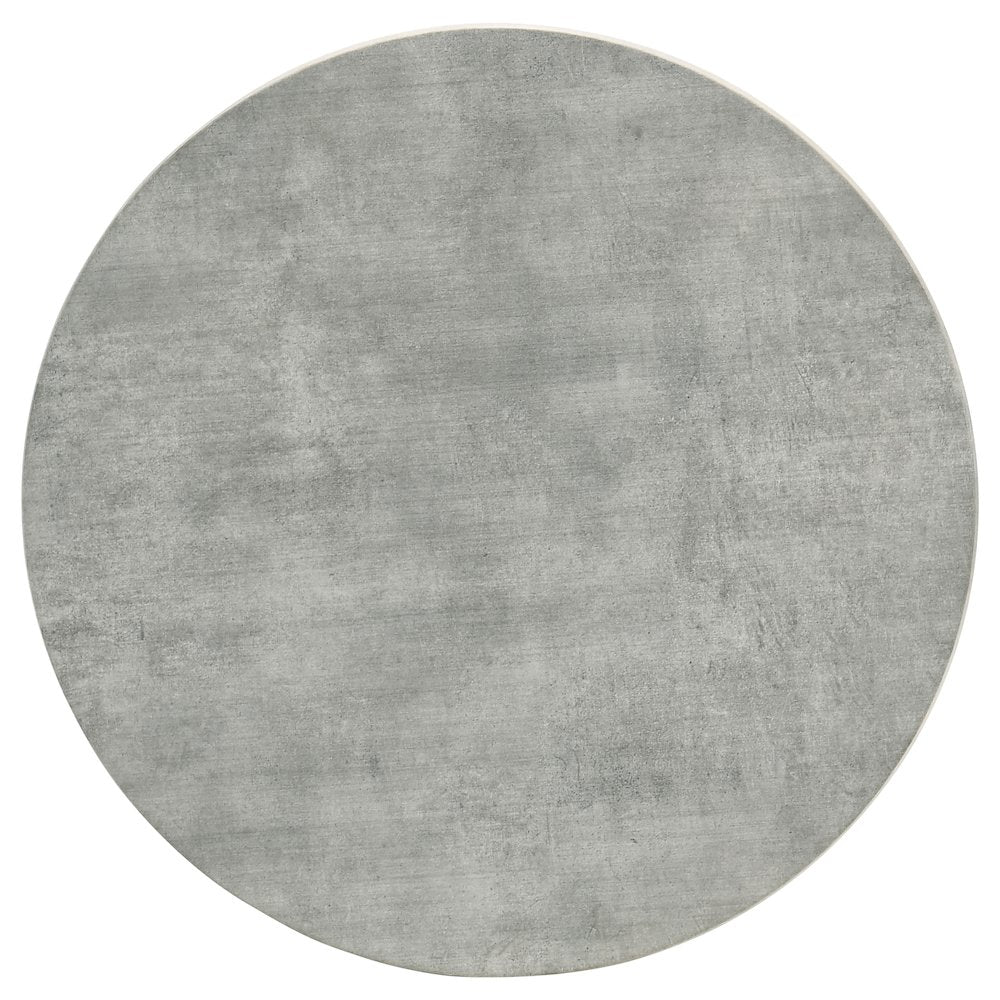 Cement and Gunmetal Round Top End Table