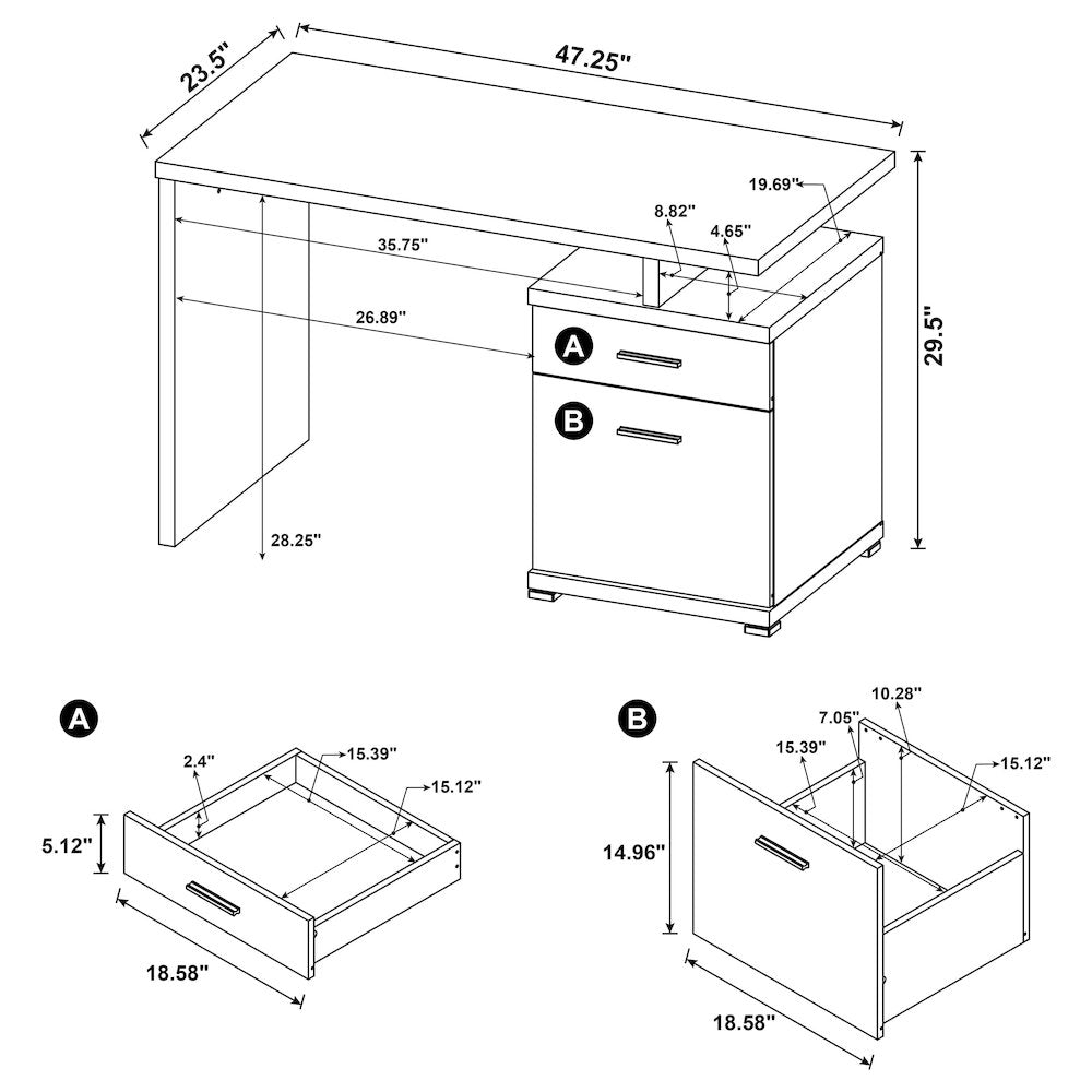 2-drawer Reversible Office Desk