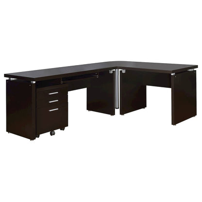 Ulloa Cappuccino L-Shape Desk with Mobile File Cabinet