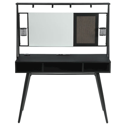 Black and Gunmetal Writing Desk with USB Ports