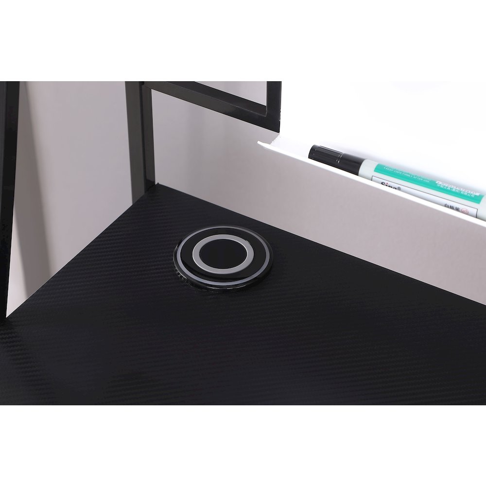 Black and Gunmetal Writing Desk with USB Ports