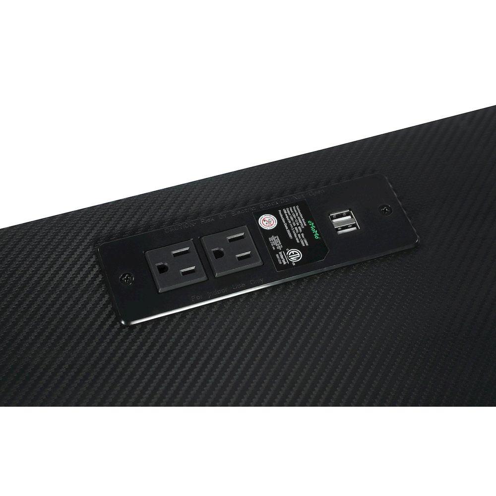 Black and Gunmetal Writing Desk with USB Ports