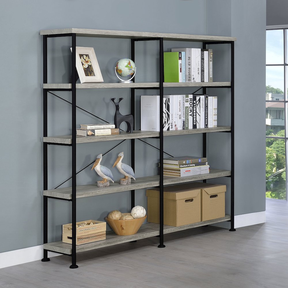 Industrial Double-wide Bookcase