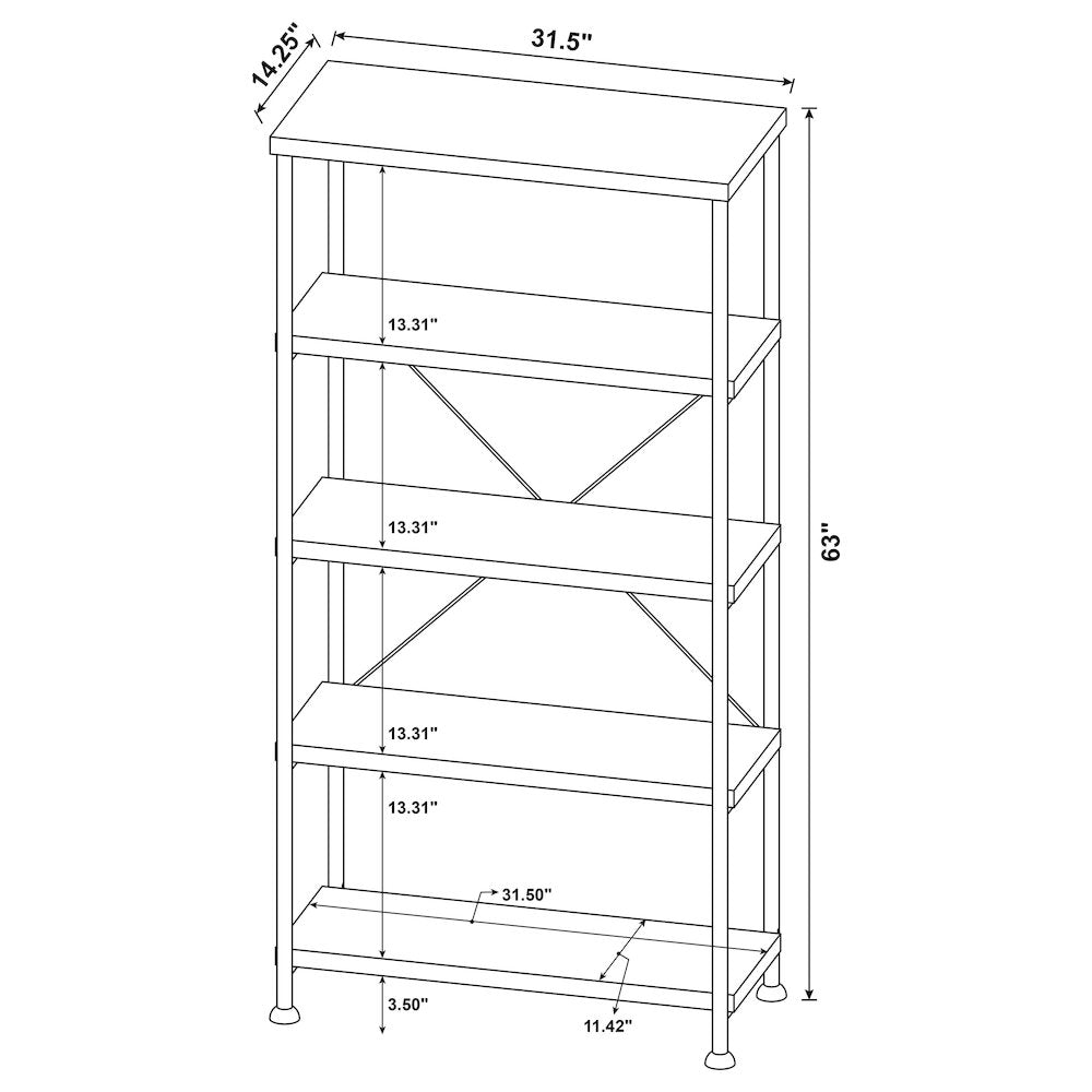 Industrial 4-shelf Bookcase