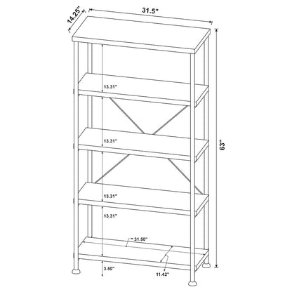 Industrial 4-shelf Bookcase