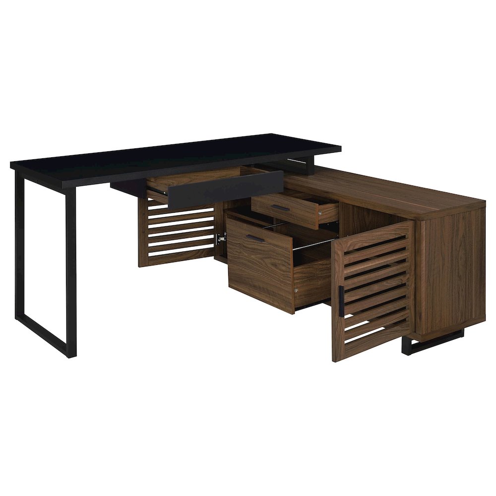 Rodger Black and Walnut L-Shape Office Computer Desk