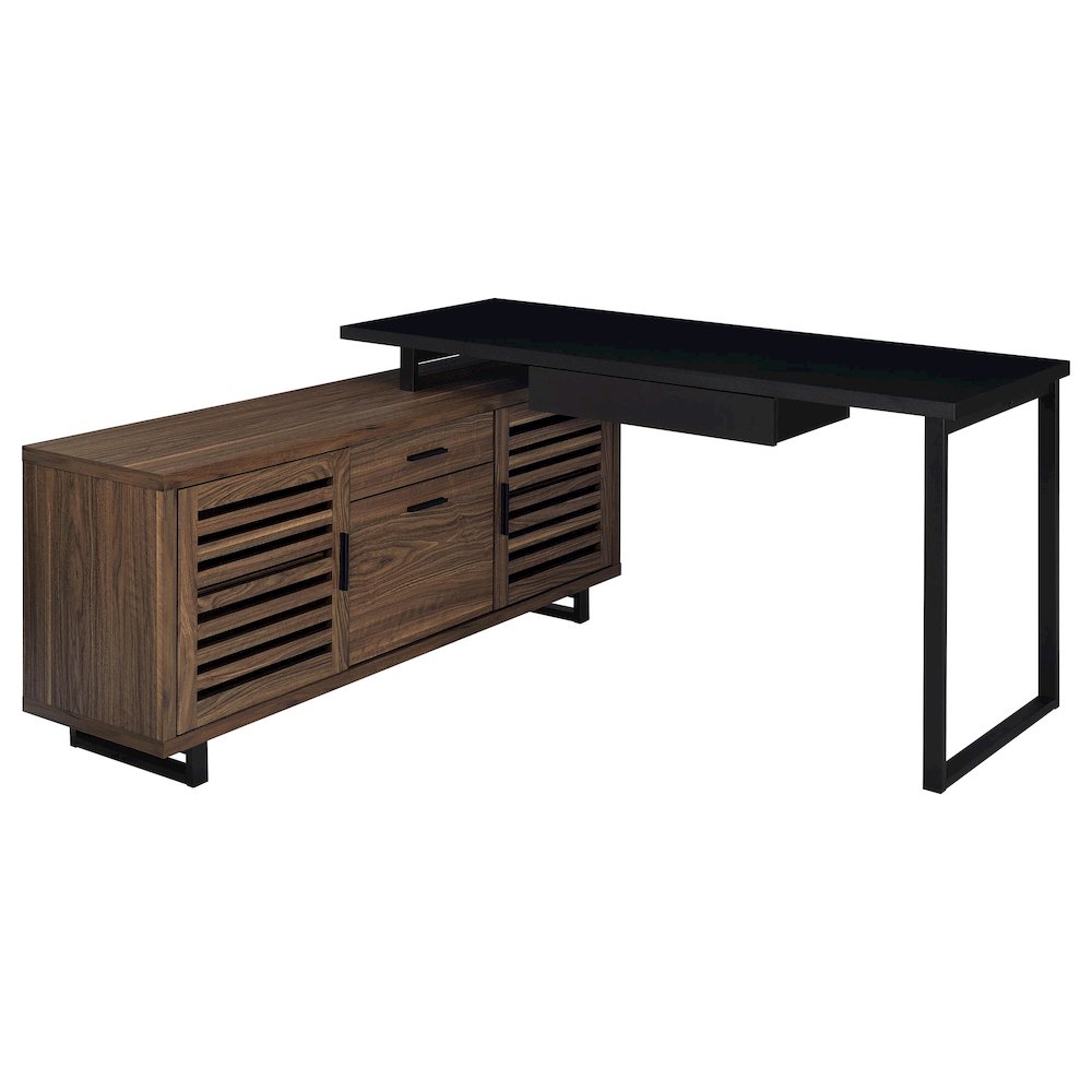 Rodger Black and Walnut L-Shape Office Computer Desk