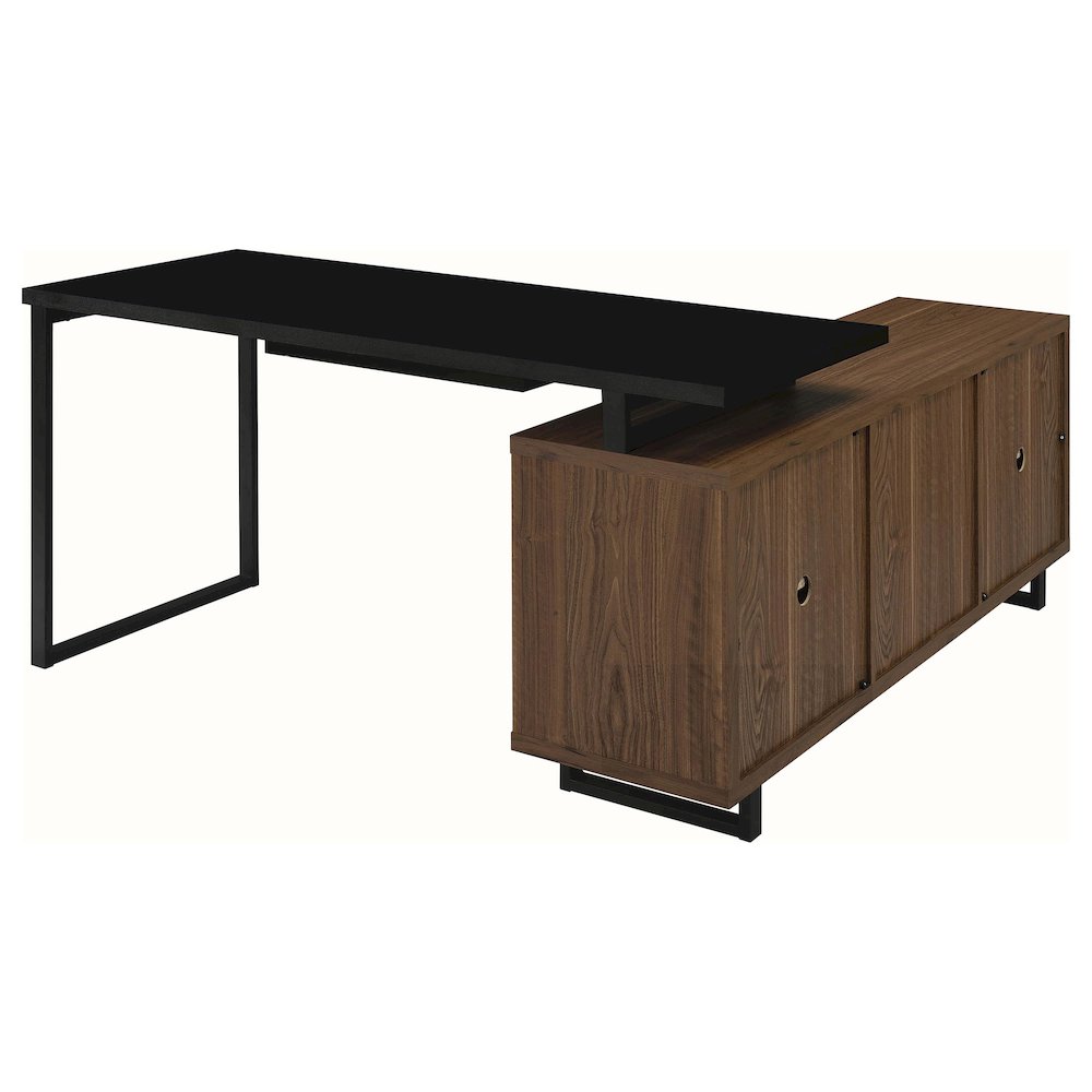 Rodger Black and Walnut L-Shape Office Computer Desk