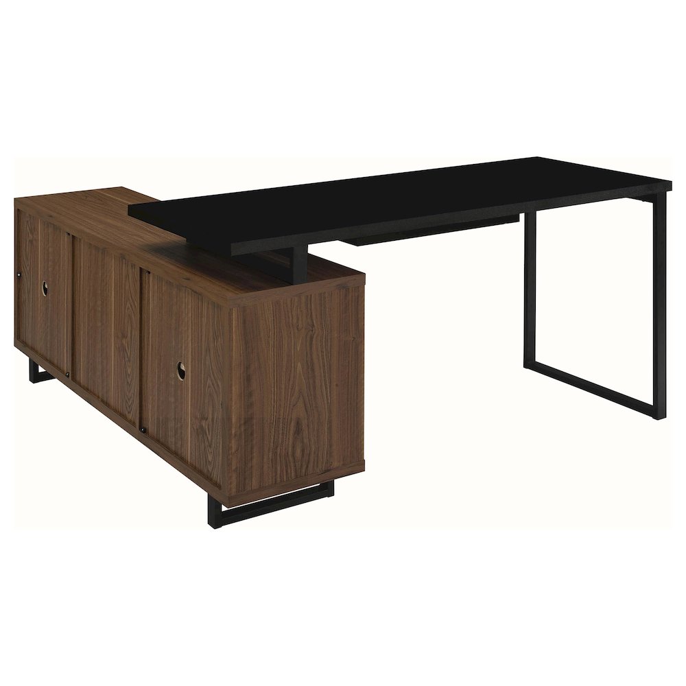 Rodger Black and Walnut L-Shape Office Computer Desk