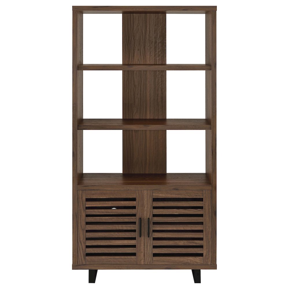 Rodger Walnut 3-shelf Cabinet Bookcase