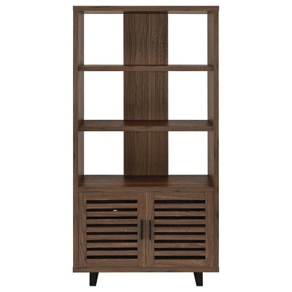 Rodger Walnut 3-shelf Cabinet Bookcase