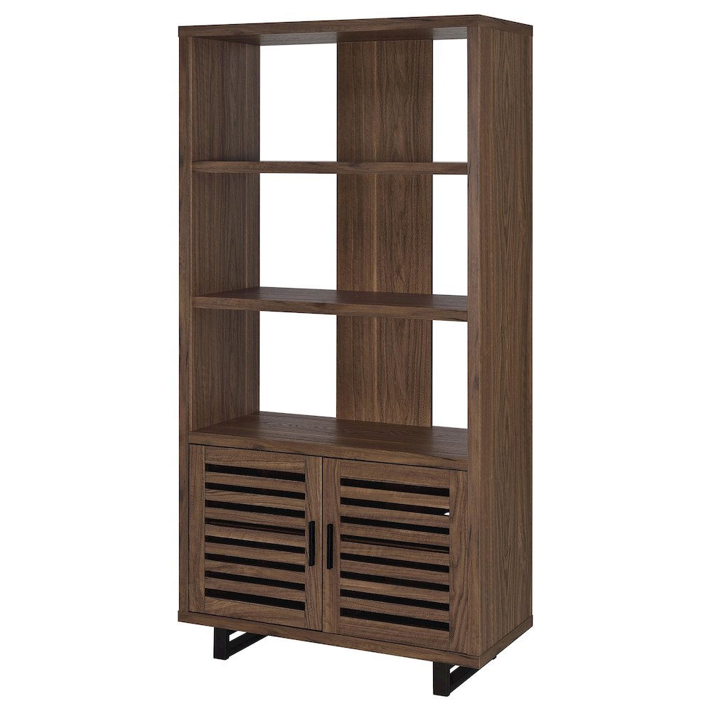 Rodger Walnut 3-shelf Cabinet Bookcase