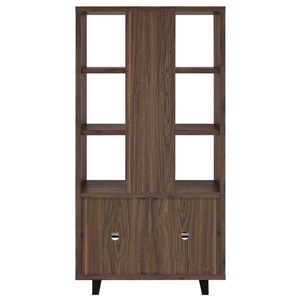 Rodger Walnut 3-shelf Cabinet Bookcase