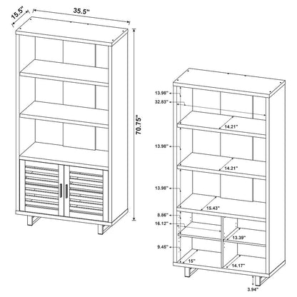 Rodger Walnut 3-shelf Cabinet Bookcase