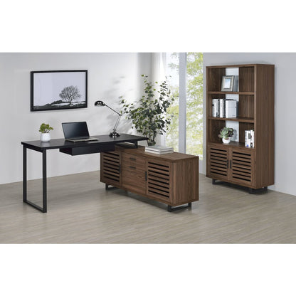 Rodger Walnut 3-shelf Cabinet Bookcase