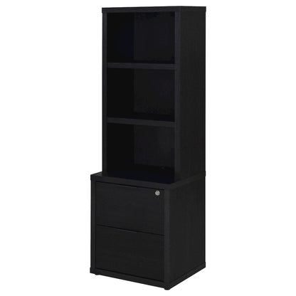 Geary Black 3-shelf Bookcase USB and Lockable Drawer