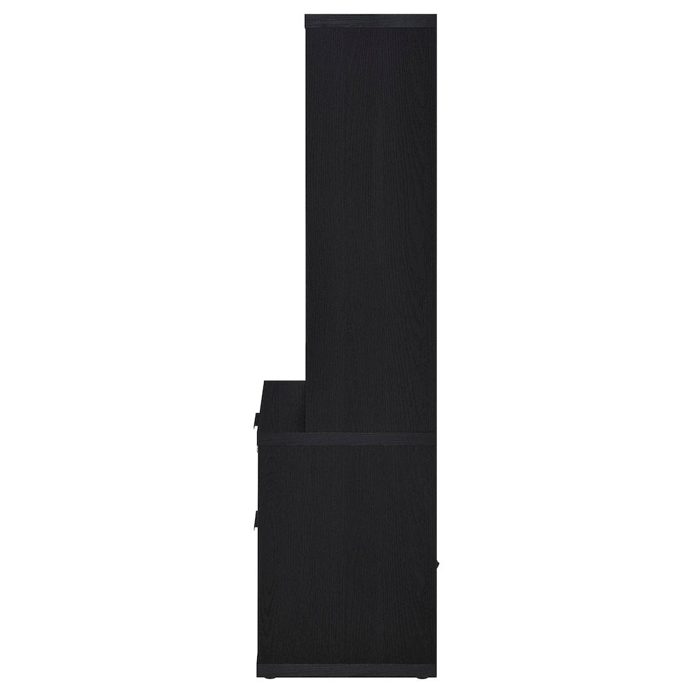 Geary Black 3-shelf Bookcase USB and Lockable Drawer