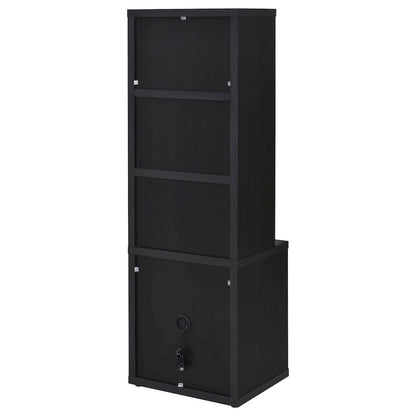 Geary Black 3-shelf Bookcase USB and Lockable Drawer