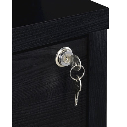 Geary Black 3-shelf Bookcase USB and Lockable Drawer