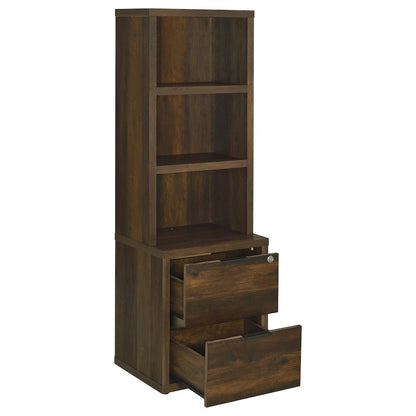 Geary Dark Pine 3-shelf Bookcase USB and Lockable Drawer