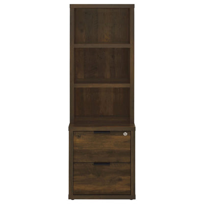 Geary Dark Pine 3-shelf Bookcase USB and Lockable Drawer