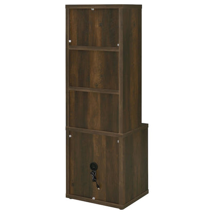 Geary Dark Pine 3-shelf Bookcase USB and Lockable Drawer