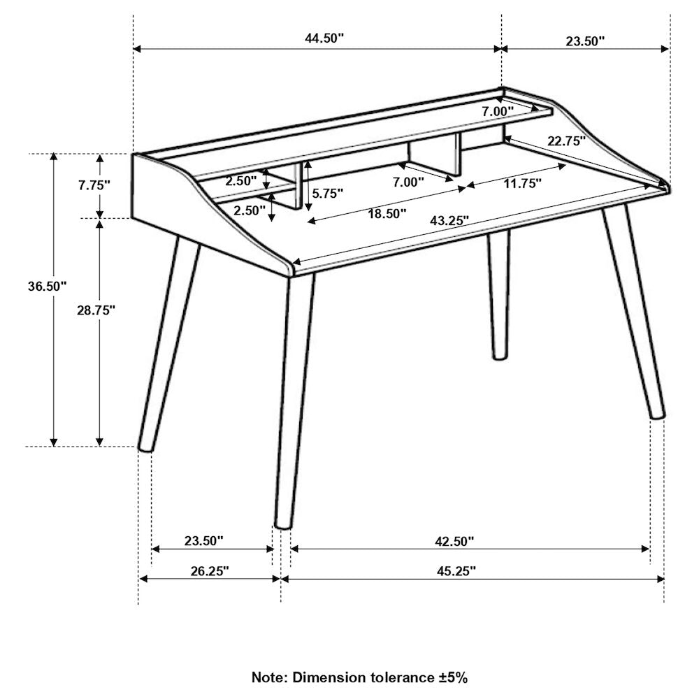 Grey 4-compartment Writing Desk