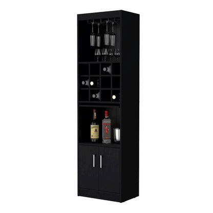 Black Bar Cabinet with Wine Storage