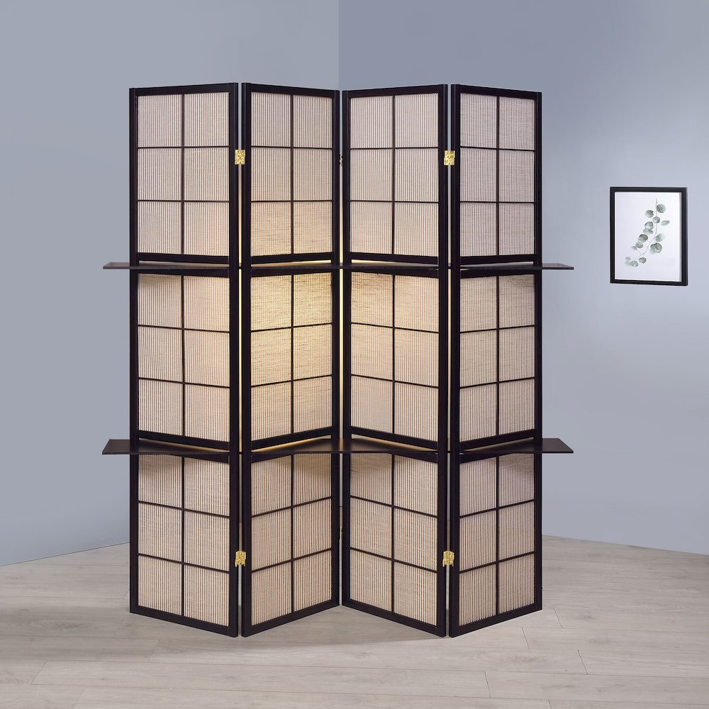 Tan and Cappuccino 4-panel Folding Screen