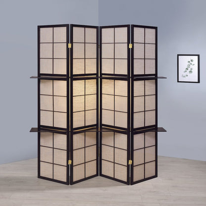 Tan and Cappuccino 4-panel Folding Screen