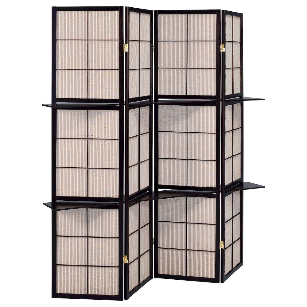 Tan and Cappuccino 4-panel Folding Screen