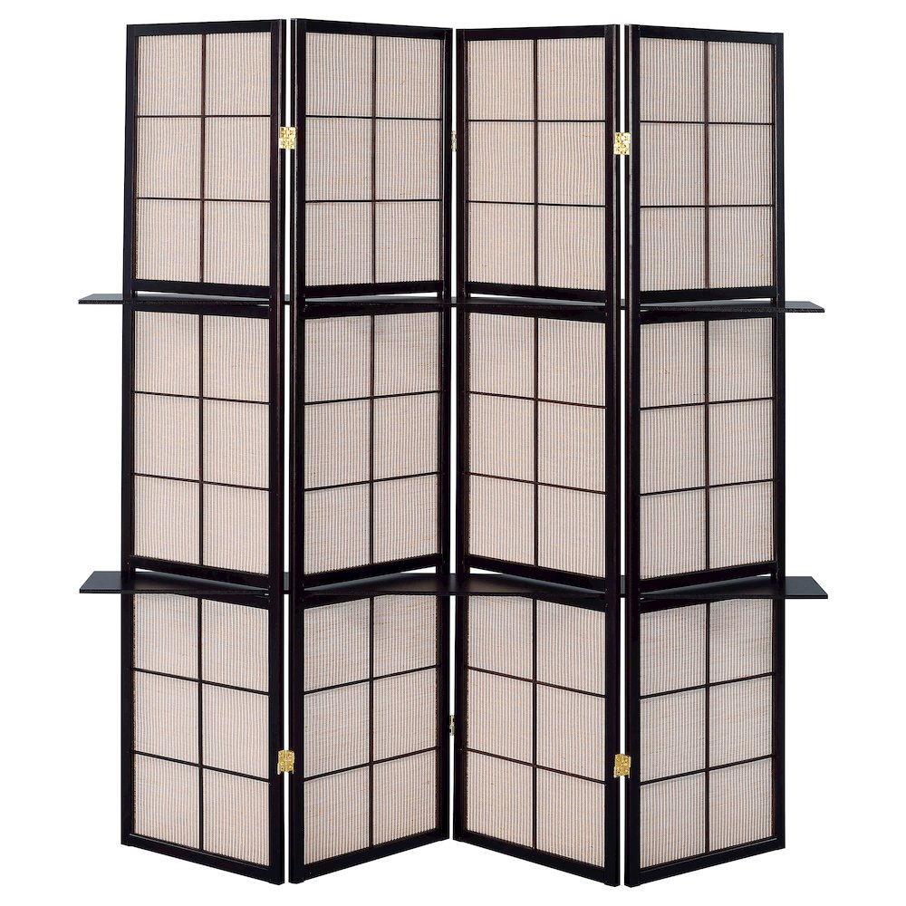 Tan and Cappuccino 4-panel Folding Screen