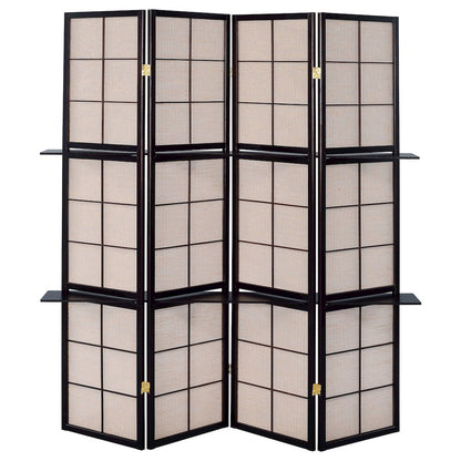 Tan and Cappuccino 4-panel Folding Screen