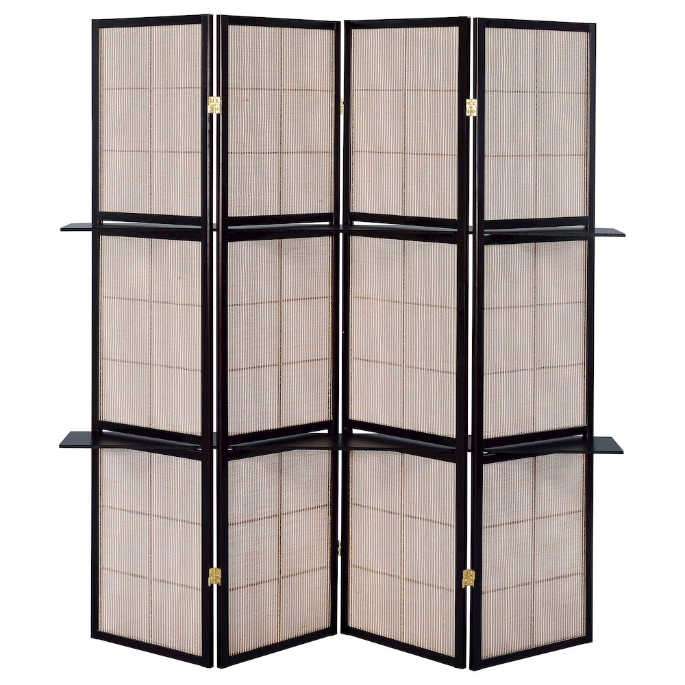 Tan and Cappuccino 4-panel Folding Screen