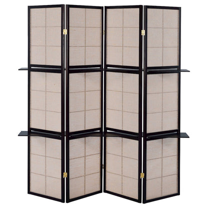 Tan and Cappuccino 4-panel Folding Screen