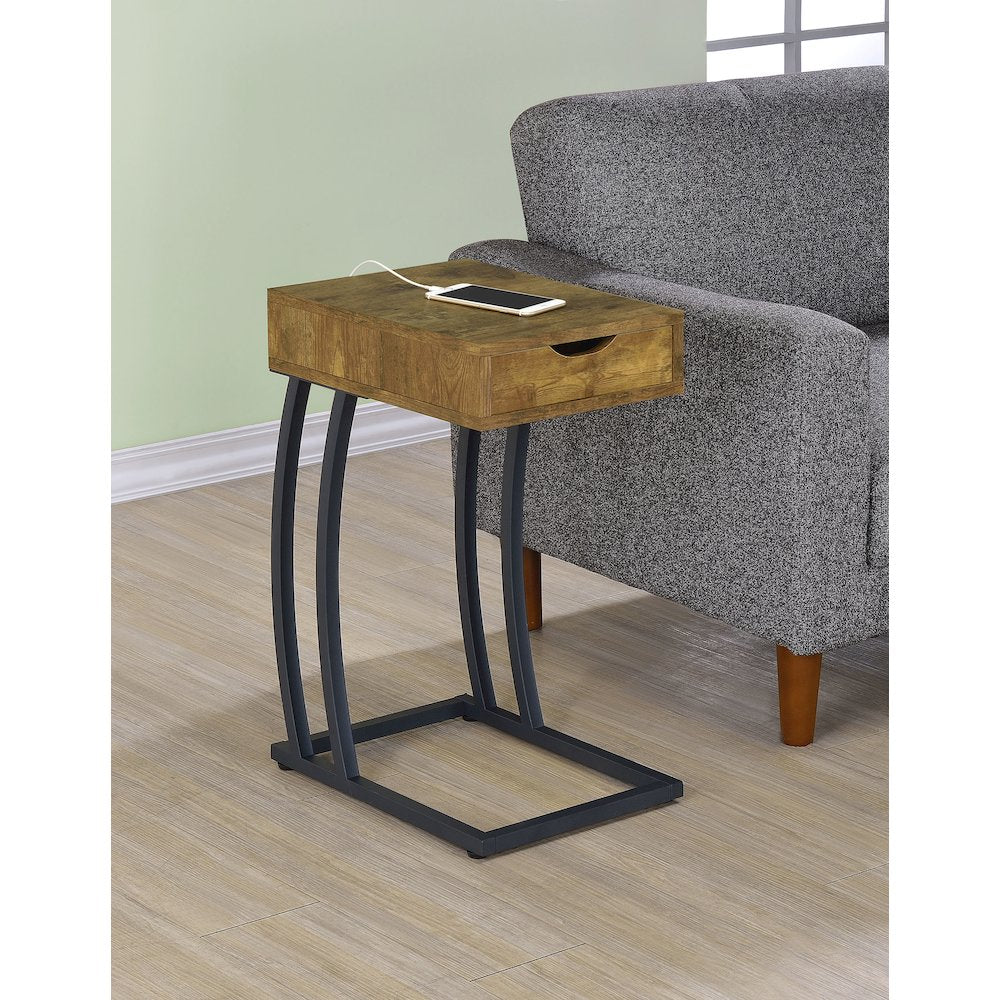 Hi-tech Wood and Metal Accent Table