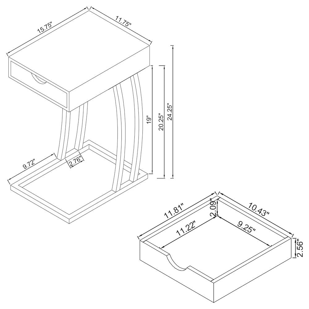 Hi-tech Wood and Metal Accent Table