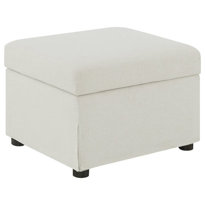 Merced Beige Upholstered Hydraulic Lift Top Storage Ottoman