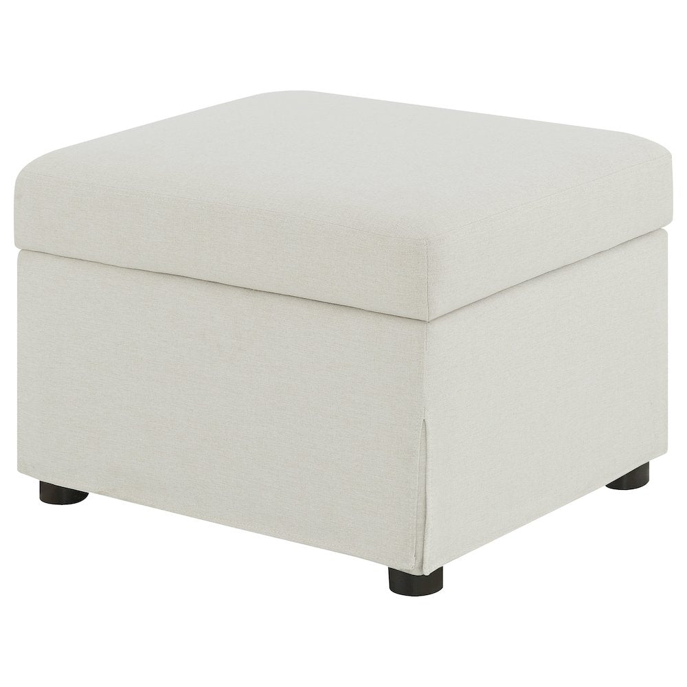 Merced Beige Upholstered Hydraulic Lift Top Storage Ottoman