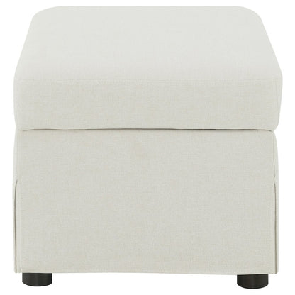 Merced Beige Upholstered Hydraulic Lift Top Storage Ottoman