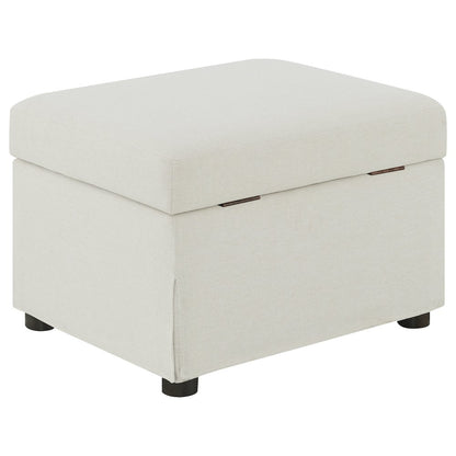 Merced Beige Upholstered Hydraulic Lift Top Storage Ottoman