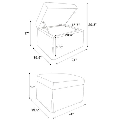 Merced Beige Upholstered Hydraulic Lift Top Storage Ottoman