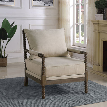 Traditional Faux Linen Accent Armchair