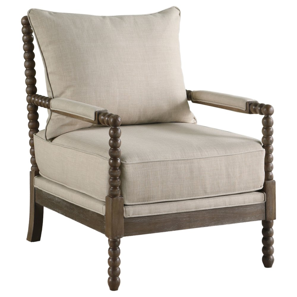 Traditional Faux Linen Accent Armchair